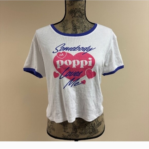 Poppi Soda White Purple crop top T-Shirt Womens L NWT Target Collab Graphic - Picture 2 of 12